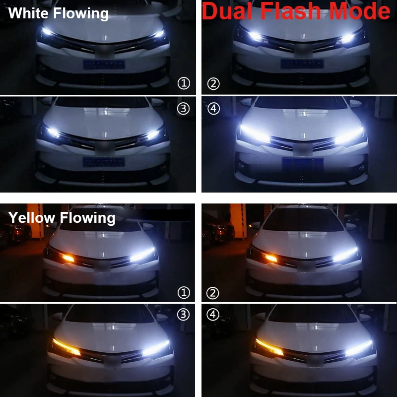 12V LED DRL Автомобильные дневные ходовые огни водонепроницаемая гибкая светодиодная лента линия Автопереключение день светильник сигнала поворота дальнего света лампы-вспышки аксессуары