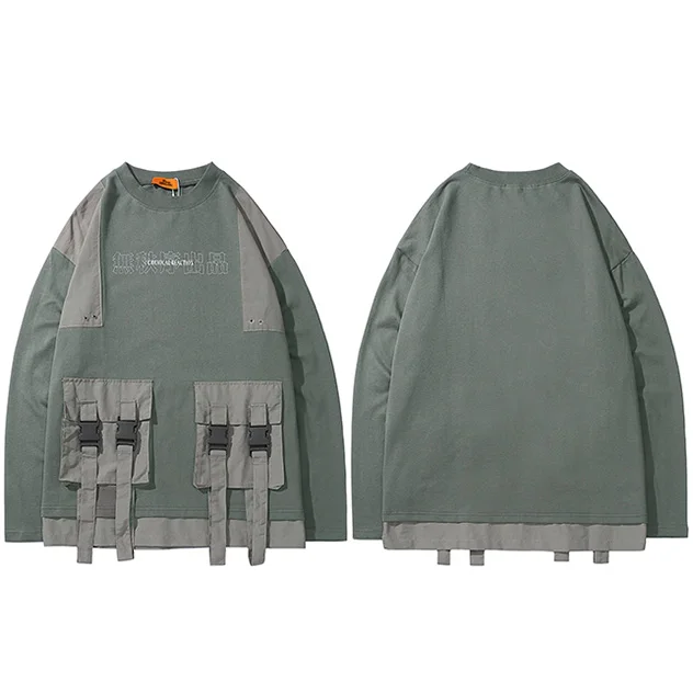 light Green Harajuku пуловер толстовки мужские Хип Хоп Уличная китайский Kanji печати свободного покроя с карманами пуловеры Джемперы для молодых мужчин - Цвет: light Green