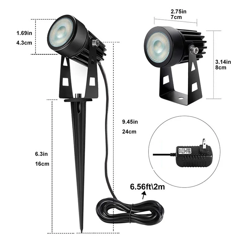 Garden Lawn Spike Lights Low Voltage LED Landscape Lighting IP65 Waterproof Outdoor Lamp Warm White RGB for Walkway Trees Yard
