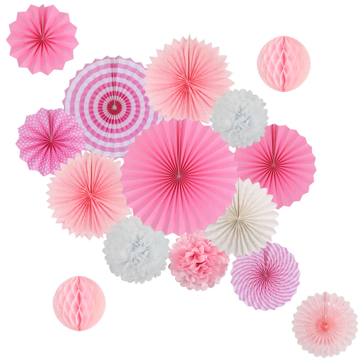 Zilue висящие украшения для вечеринки набор папиросная бумага веер бумага помпоны цветы для дня рождения девичник офисные вечерние украшения - Цвет: Pink White