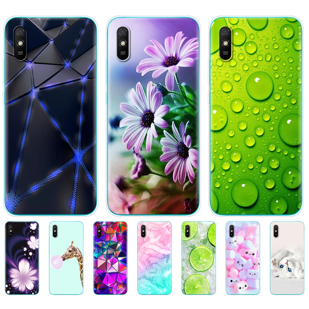 For xiaomi redmi 9A back Case Silicon Back Cover Phone Cases For redmi 9A Soft Case 6.53 inch funds etui bumper coque Cat Flower best phone cases for xiaomi