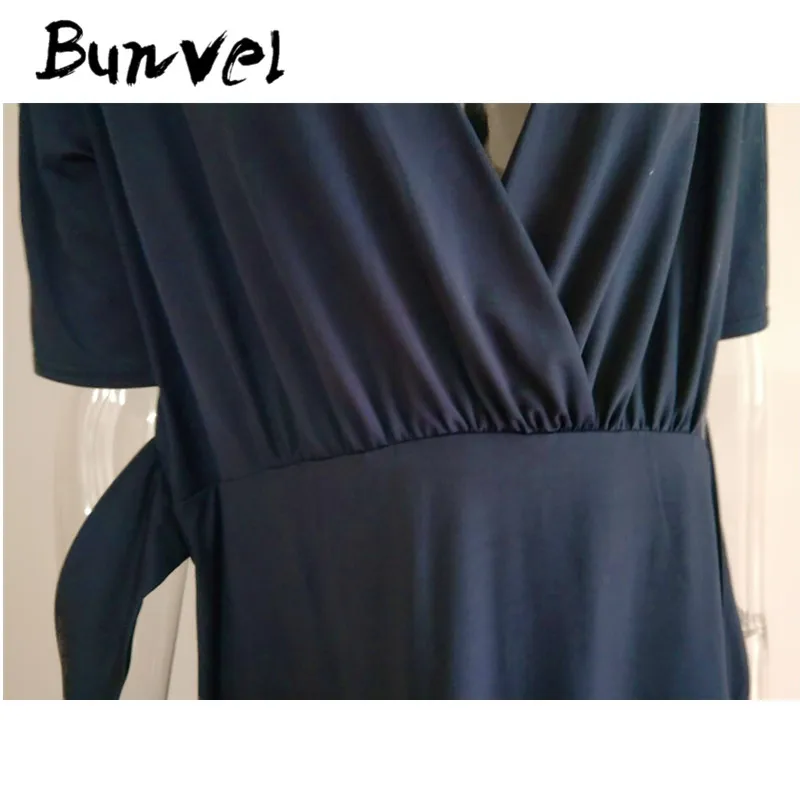Платье bunvel для беременных с поясом, Повседневная однотонная Одежда для беременных с v-образным вырезом, мини сарафаны для мам, женская одежда размера плюс