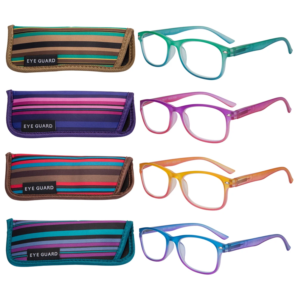 

EYEGUARD 4 Pack Colorful Gradient Reading Glasses for Women Spring Hinge Readers Fashion Stylish Multicolor Durable Eyeglasses