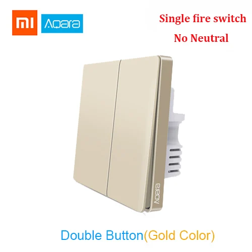 Умный Домашний Светильник Xiaomi Aqara Mijia с одним пожарным проводом ZigBee, беспроводной ключ, настенный выключатель через приложение для смартфона - Цвет: wall 2 key Zero fire