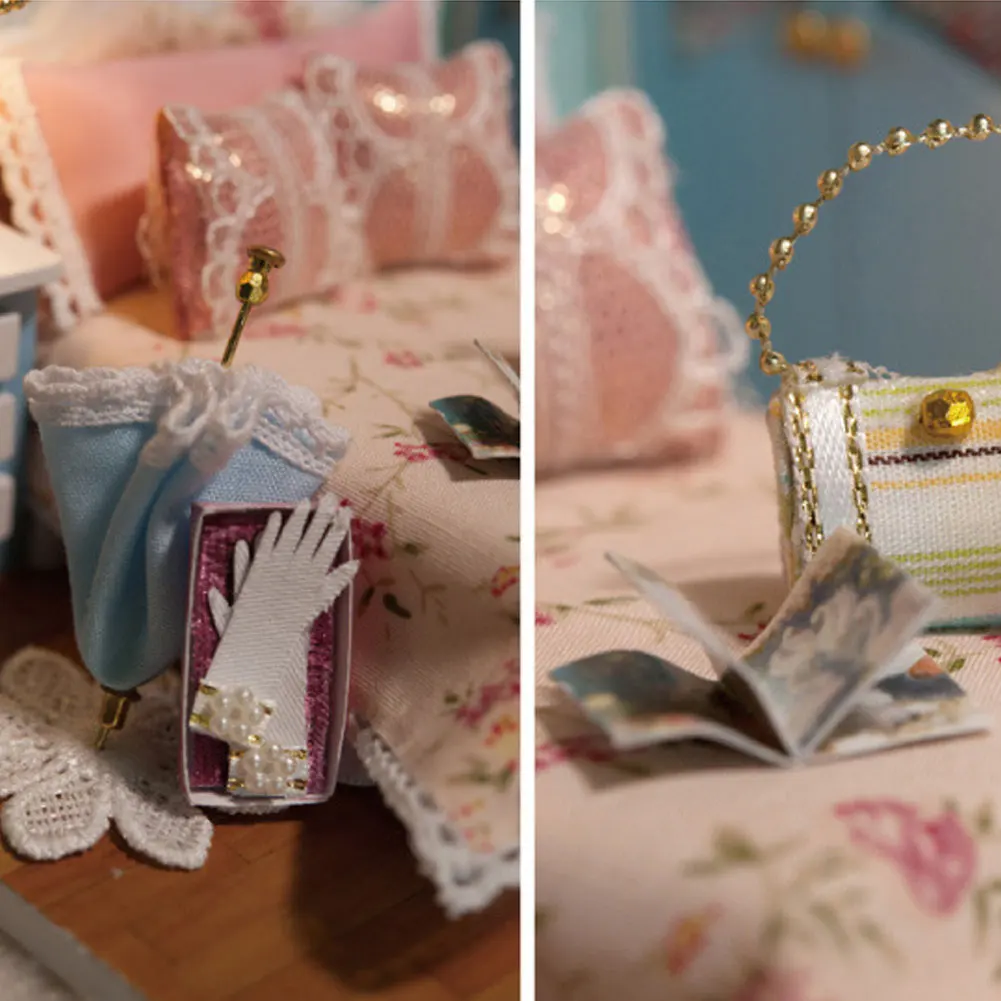 DIY Романтический кукольный дом Миниатюрный мебельный модельный комплект с легким подарком на день рождения