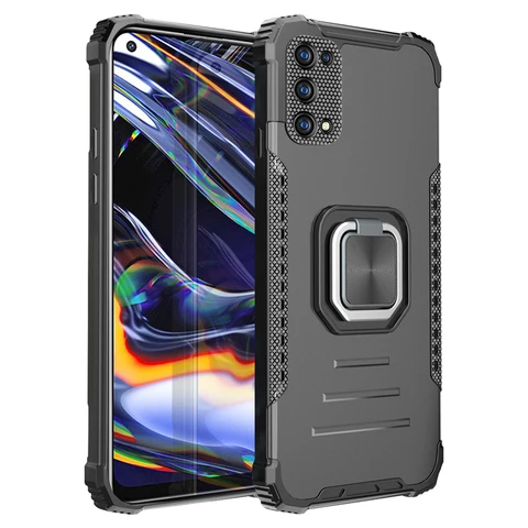 Case for Oppo Realme 7 Pro Reno 4 Reno 5 A15 A93 A92 A72 A53 A31 Armor Metal Ring Coque Anti-fall Mobile Phone Case Cover