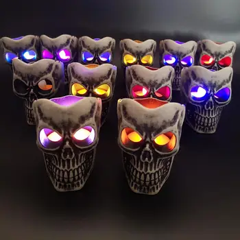 

12pcs Resin Skull Candlestick Home Smokeless Creative Skeleton Candle Light Festival Atomosphere Plastic Horrible Haunted House
