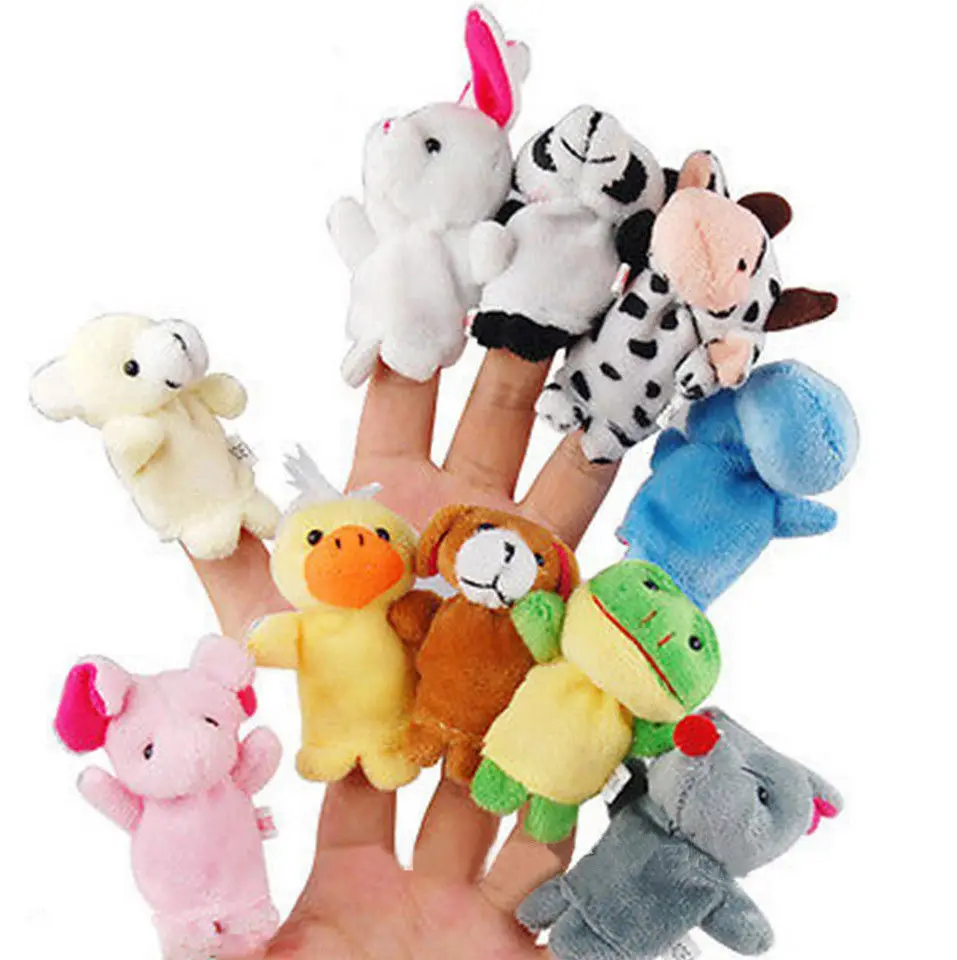 Cute Animal Cartoon Plush Toys Baby Cloth Educational Hand Toy Finger Dolls 10pcs/lot plush toys