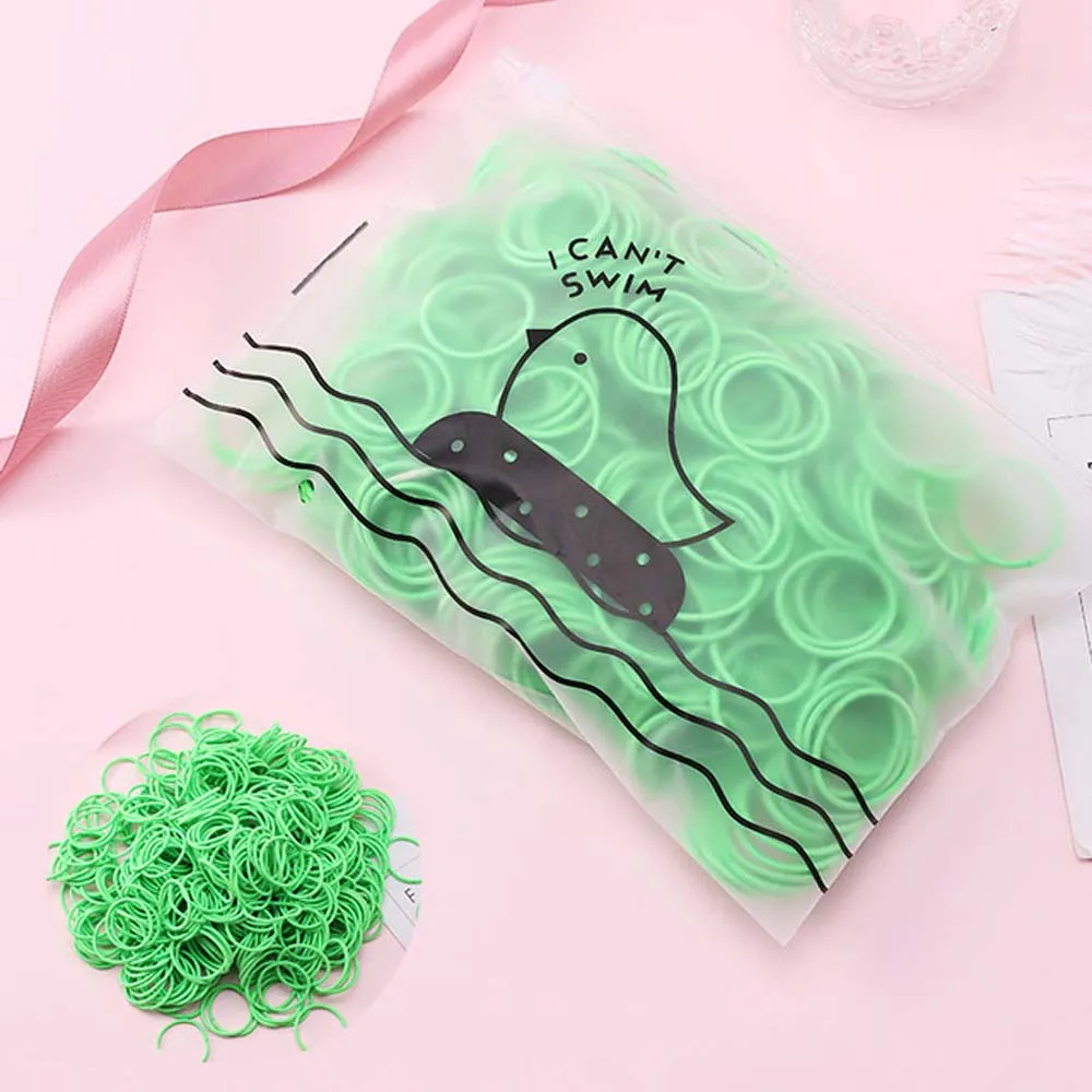 green 100 шт./пакет Карамельный цвет нарисованной длинноволосой девочкой веревка резинка для волос, обтянутая тканью; резинки с завязками модные Цвет Фул хвост держатель резинка для волос аксессуары для волос - Цвет: green