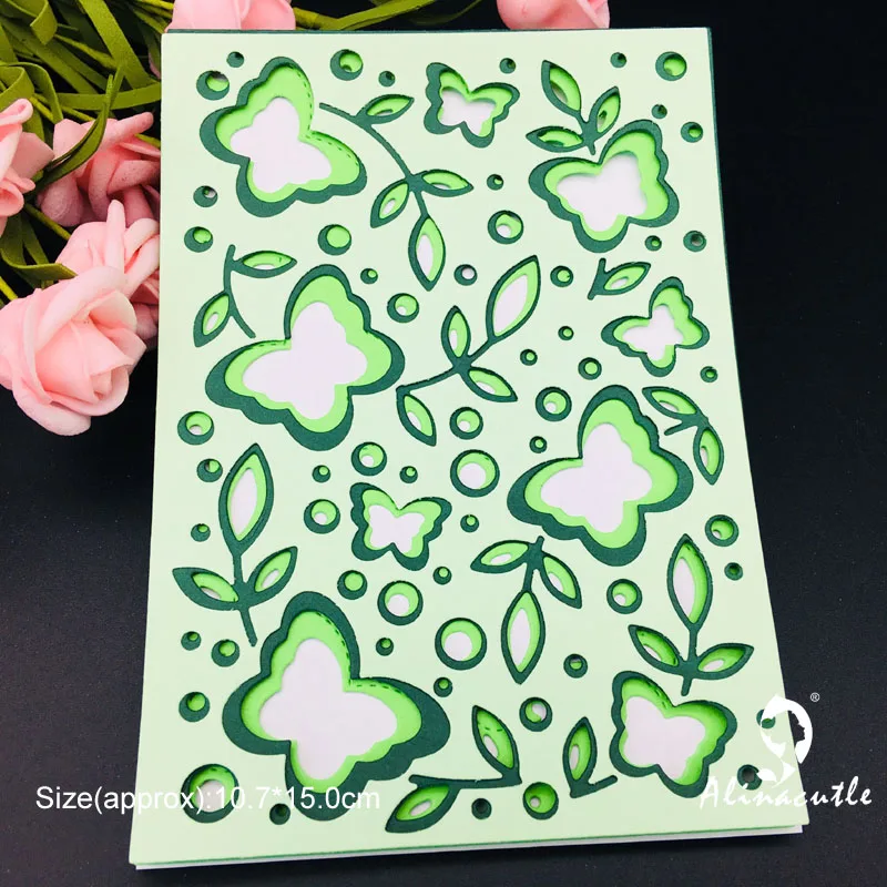 

Die Cut Metal Cutting die 3pc Layering background die cut Butterfly Leaf Scrapbook Paper Craft Handmade Card Punch Art Cutter