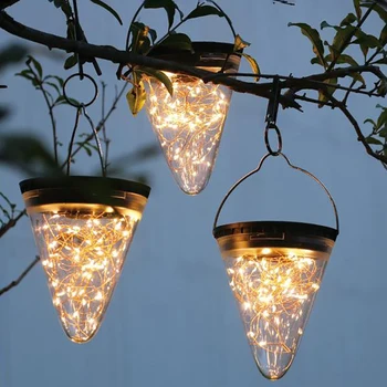 

Solar LED Lights Cone Shape Hanging Lamp Outdoor Waterproof Yard Chandelier Light Christmas Decoration for Home New Year Product