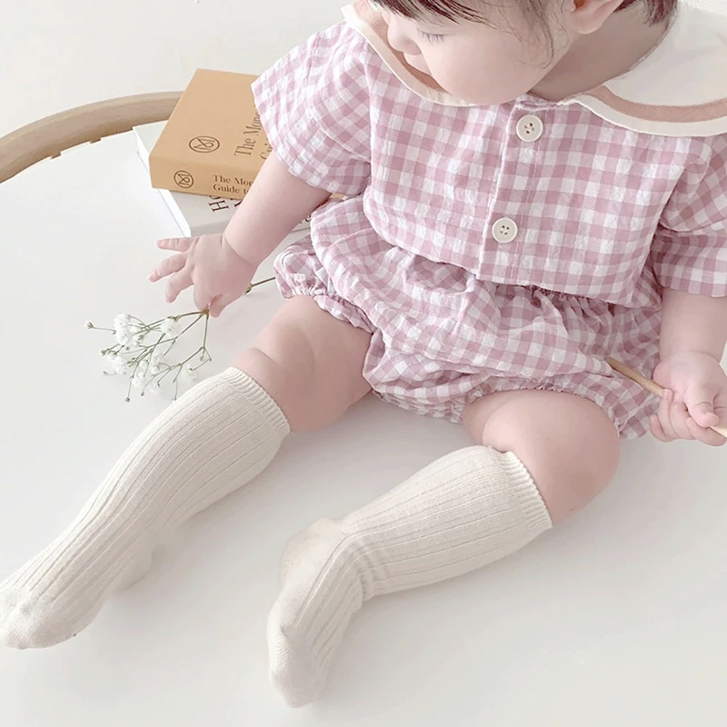 Cotton Baby Clothes Plaid Tees and Bloomer Sets