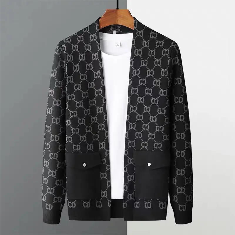 

Autumn / winter 2020 trend Korean printed T-shirt with pocket casual cardigan sweater coat for men