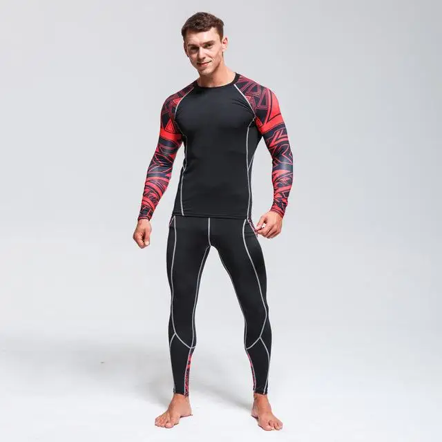 Suit 7 Мужская одежда для фитнеса, компрессионные эластичные быстросохнущие колготки, спортивный набор, 3D принт, голова волка, горячий набор для бега, Рашгард, мужской, 4XL - Цвет: Suit 7