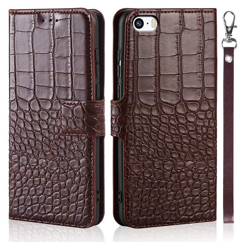 

Crocodile Texture Leather Magnetic Flip Case for IPhone 5S Wallet Card Holder Cover for Apple IPhone 5 5s se full housings Cases