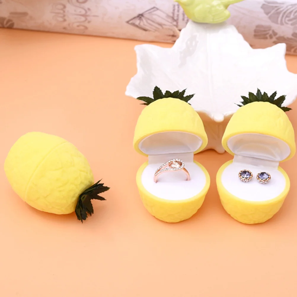 Pineapple Shape Jewelry Case Unique Jewelry Box Exquisite Ring Case Portable Storage Box for Girls Women