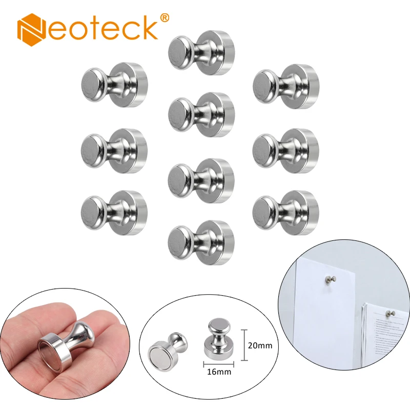 Neoteck 10 Pcs Neodymium Stainless Steel Push Pins for