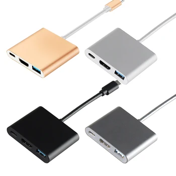 

Elisona Type-C to HDMI Adapter USB C to HDMI Converter with 3 Ports 3 In 1 Cables Hub Adapter 4K HD for Tablet Laptop Phone TV