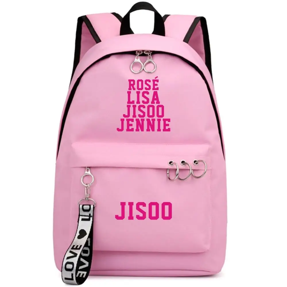 Style 24 Blackpink вентиляторы черный розовый рюкзак школьный книги сумки Mochila дорожные сумки ноутбук кольцо с изображением ленты рюкзак в форме круга розовый черный - Цвет: Style 24