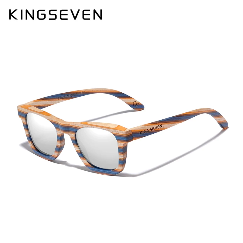 KINGSEVEN, ручной работы, дизайн, солнцезащитные очки, цветные, деревянные, полная оправа, женские, Роскошные, брендовые, мужские очки, Oculos de sol