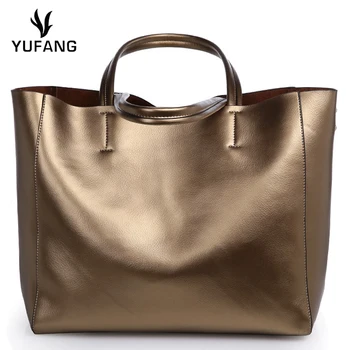 

YUFANG Women Handbag High Quality Genuine Leather Casual Bag Female Brand Designer Tote Bag Bucket Leather Daily Bag