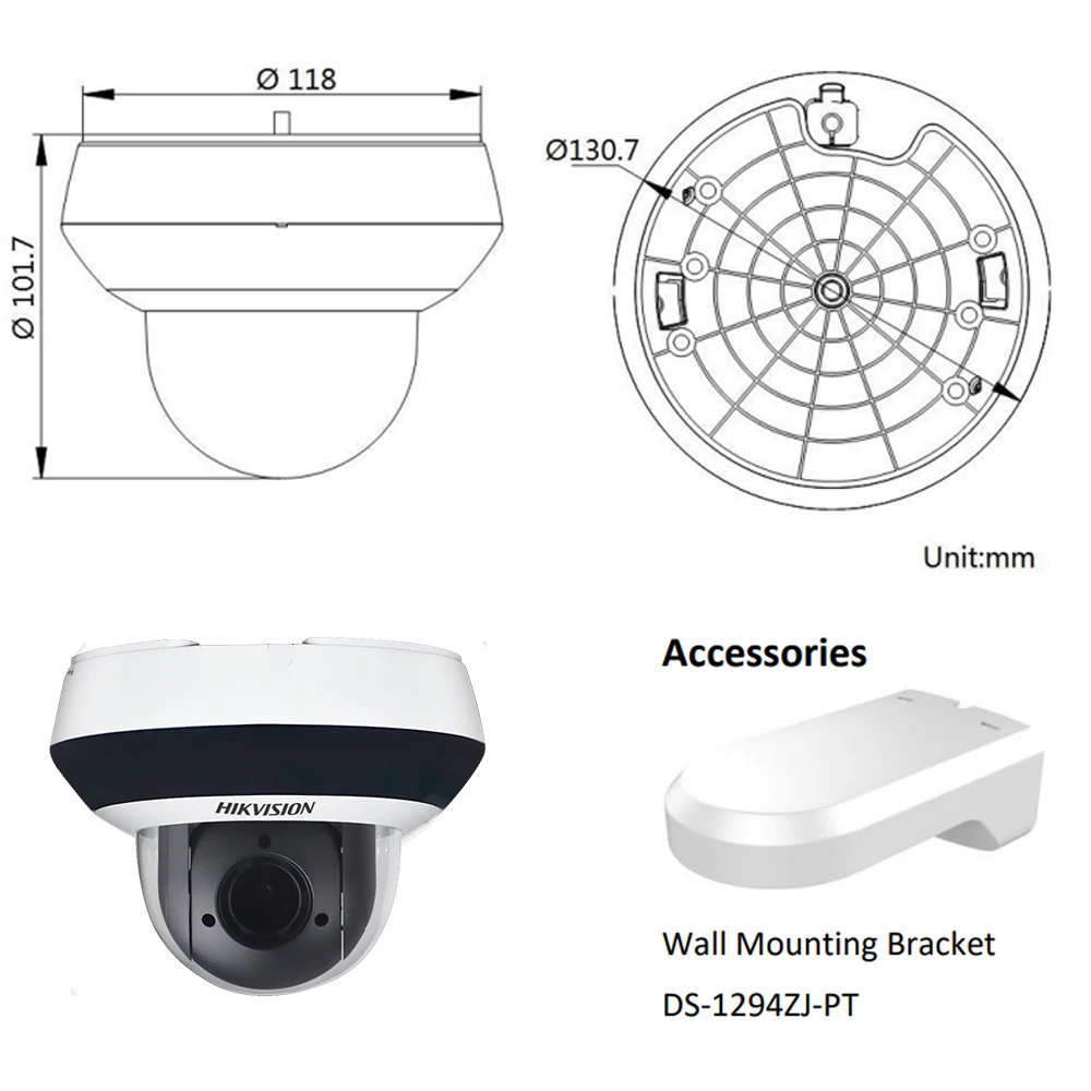 Hikvision оригинальная PTZ IP камера DS-2DE2A404IW-DE3 4MP 4X zoom сеть POE H.265 IK10 ROI WDR DNR купольная CCTV PTZ камера