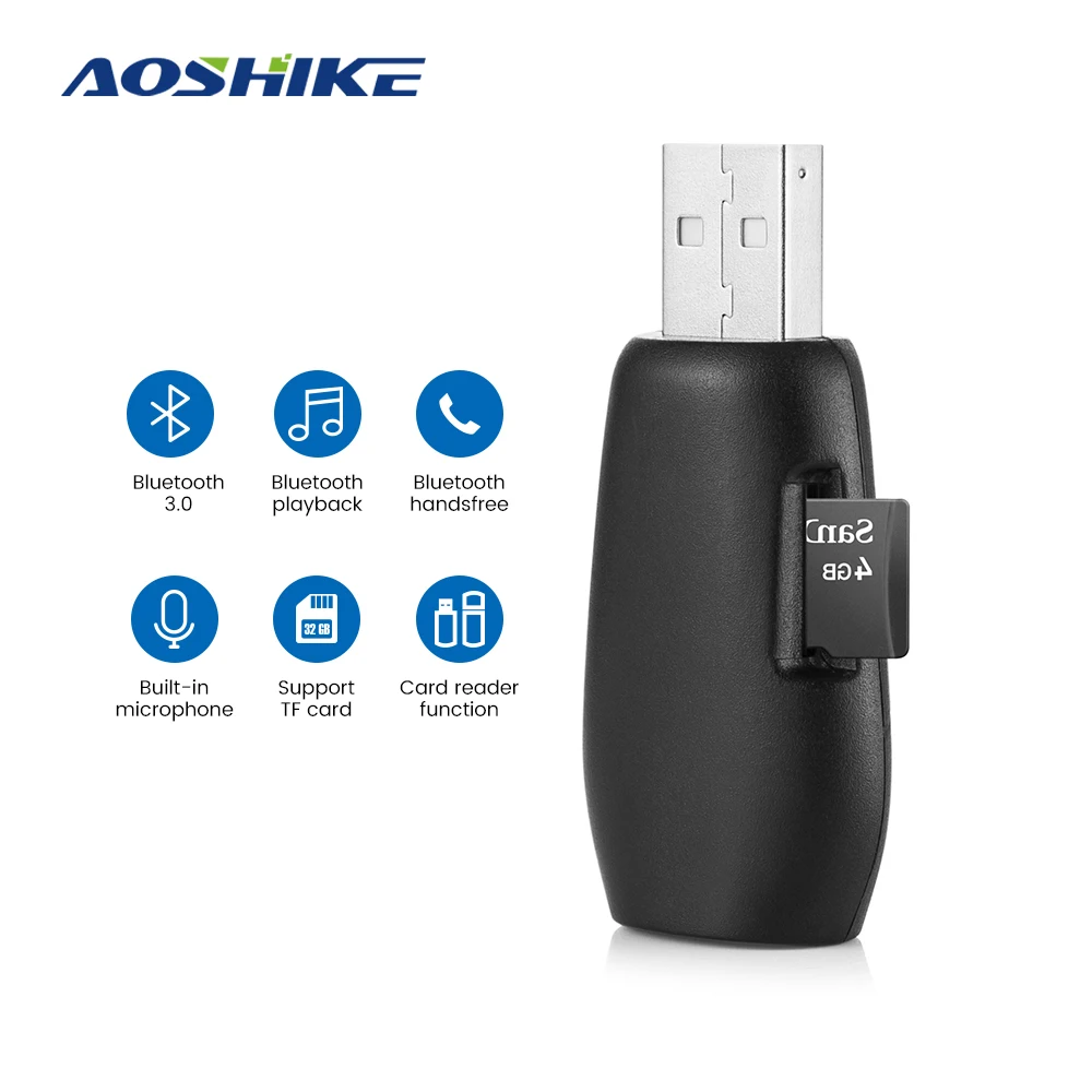 AOSHIKE Bluetooth музыкальный приемник USB AUX автомобильный мини аудио беспроводной