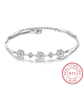 

925 Sterling Silver Charms Bracelets For Women Zirconia Hexagonal Star Bracelet pulseira feminina Valentine's Day present S-B103