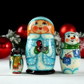 

Matryoshka "Snow Maiden with a bird", 3 dolls, 13x6 cm, hand-painted 4869980