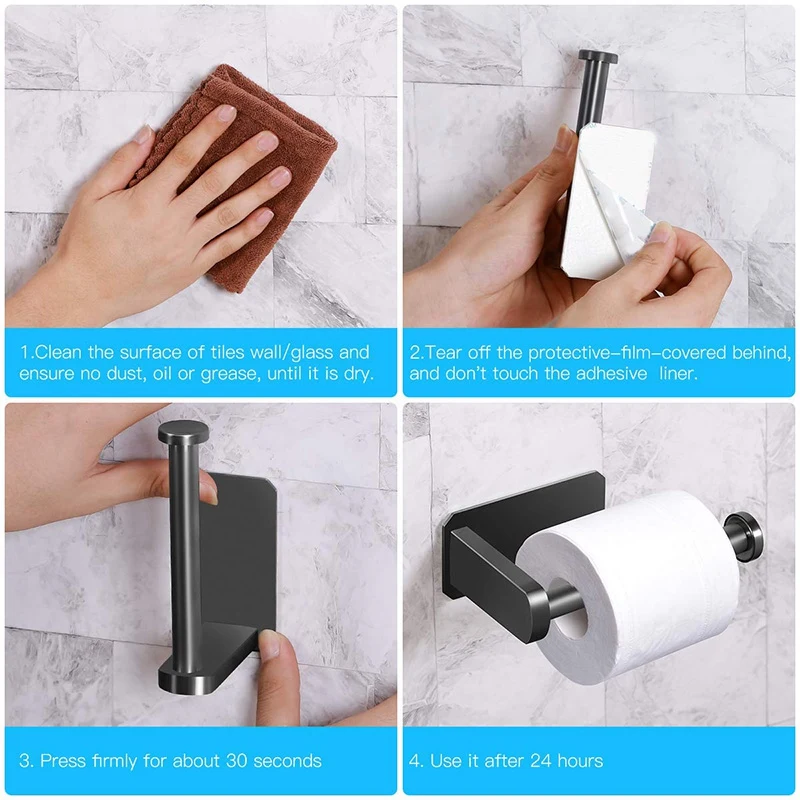 No Drilling Required Details about   Self Adhesive Roll Holder Toilet Paper Holder 