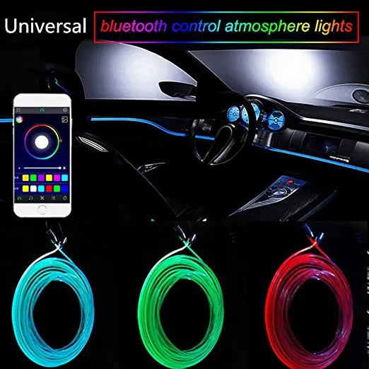

RGB Ambient Light LED Atmosphere Light For Car Interior Neon Strip Optical Fiber Remote Phone control Decorative Lamp 12V