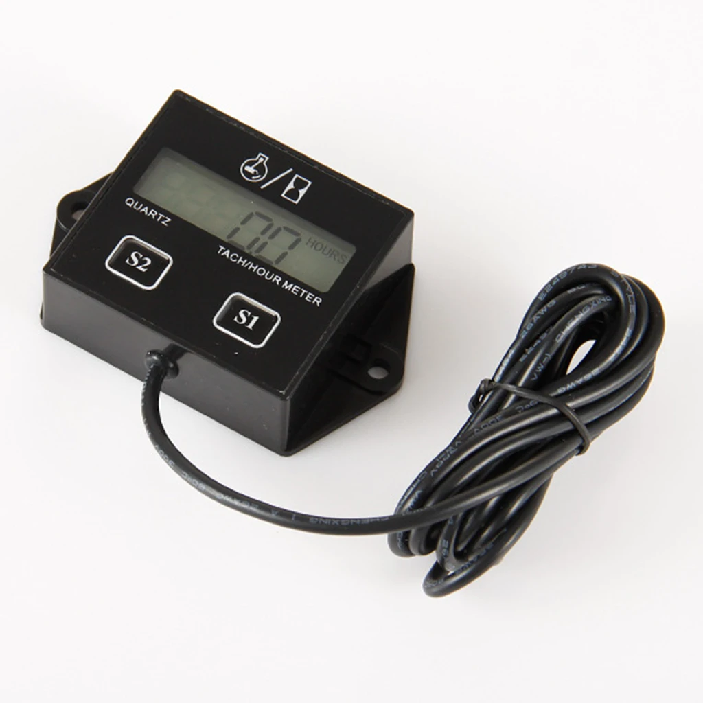 Tachometer Small Engine Inductive Tach Hour Meter for Chainsaw Motorcycle ATV