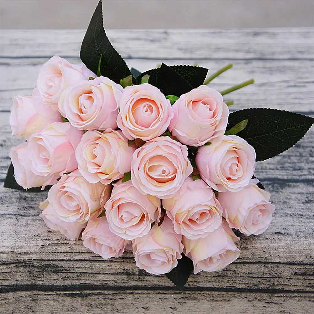 

TWISTER.CK 18Pcs Artificial Rose Flowers Bouquet Wedding Photography Props Bride Rose Bouquet Wedding Photography Props