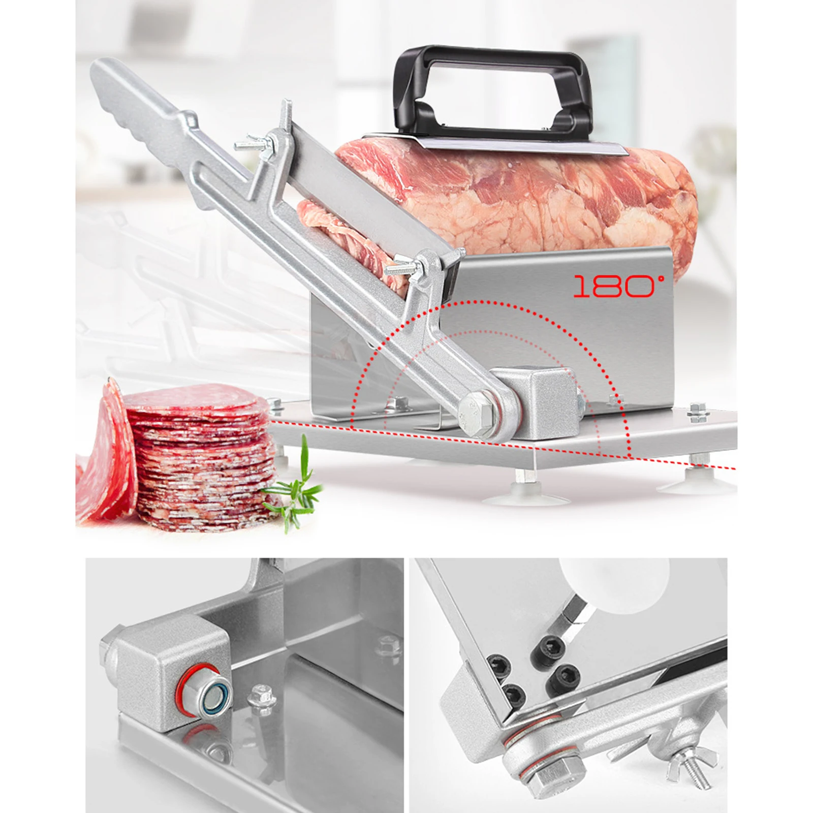 Manual Frozen Meat Slicer Stainless Steel Bacon Beef Cutter Thin Slicing for Home Cooking Hot Pot Shabu