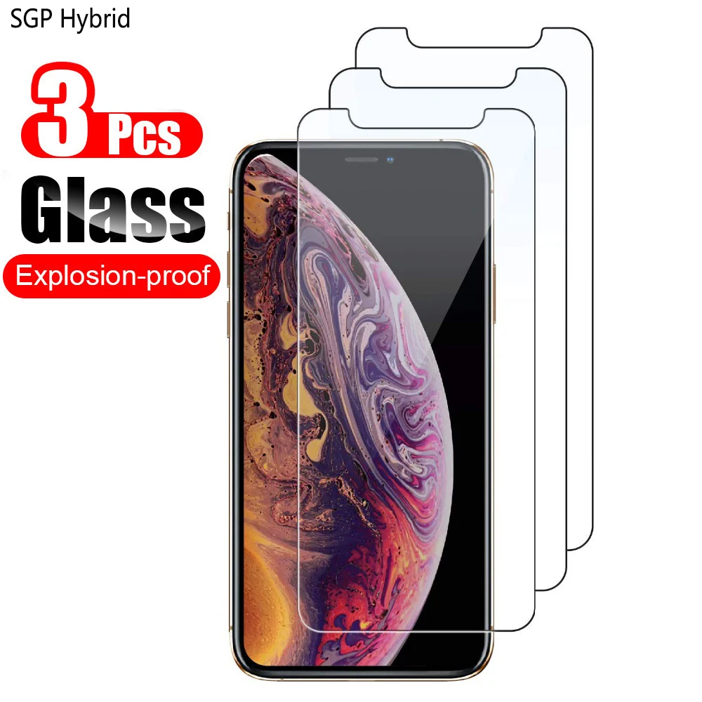 Закаленное стекло с полным покрытием для iPhone 11 Pro Max X XS XR 3 шт. Защита экрана 7 8 6 6s Plus