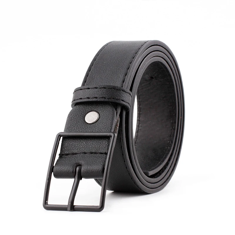

New Belt Women PU Leather Belt Men Alloy Black Square Pin Buckle Waistband Wild Men Jeans Casual Accessories Black Brown