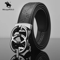 MircaynPOLO GG Mens Automatic Zinc AlloyBuckle Belts High Quality First Layer Cowhide Leather Belt Luxury Brand Male Waistband