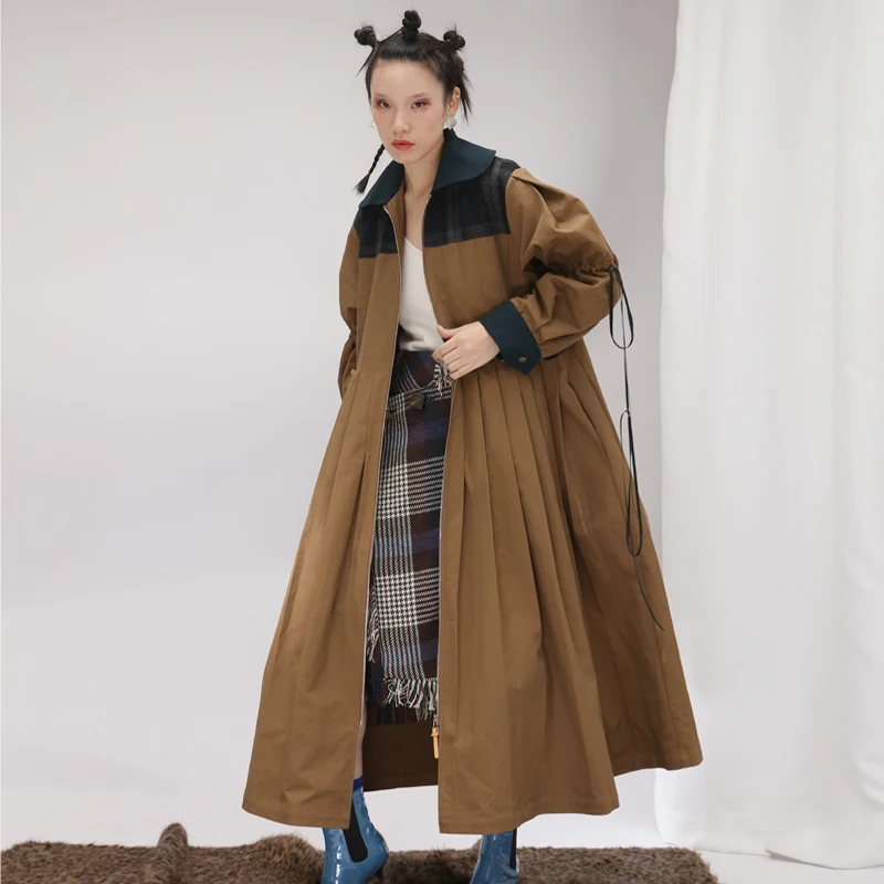 FW Collection pleated large bottom long thick coat women