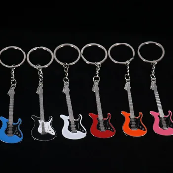 

New Design Classic Guitar Keychain Metal Shiny Musical Instruments sleutelhanger Charms Pendant For Car Bag Handbag Keyring