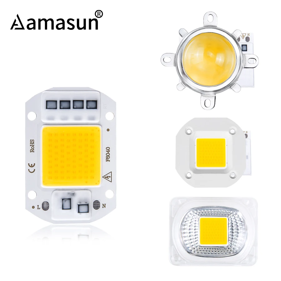 50 Вт 30 20 Smart IC COB LED Chip Bead с кронштейном отражателя объектива 60/120 градусов 110 В 220