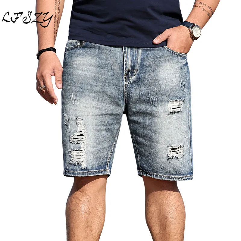Джинсы мужские джинсы большого размера шорты мужские пять шорты новые свободные рваные тонкие шорты Размер 6XL 6XL