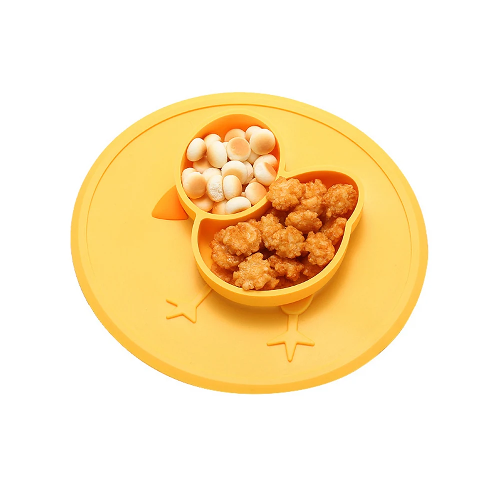 Милый цыпленок малыш противоскользящая силиконовая Тарелка на присоске чаша стол поднос для кормления детская посуда детская столовая посуда