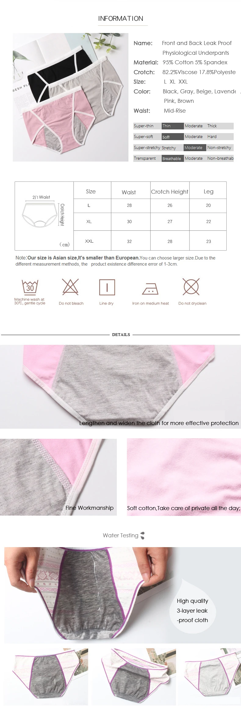 3pcs Leak Proof Menstrual Panties Physiological Pants Women Underwear Period Cotton Waterproof Briefs Drop Shipping (14)