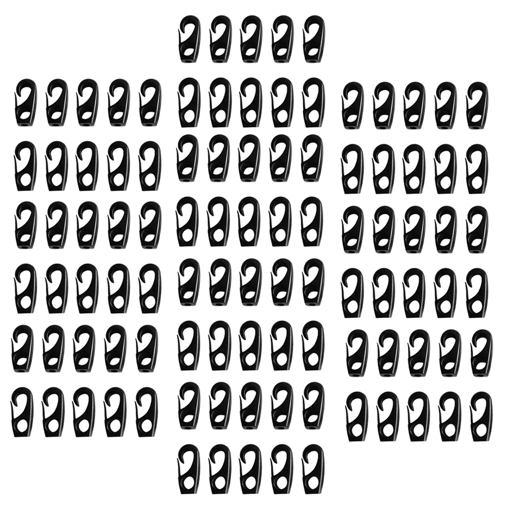 100 Pcs Plastic Bungee Shock Cord Hook Snap Hooks for 7mm Elastic Rope Strapping Tape, Strong