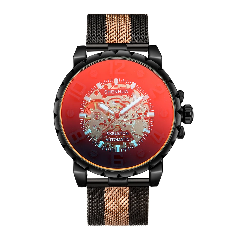 

Retro Hollow Skeleton Automatic Mechanical Watches Men's Steampunk Stainless Steel Strap Self-wind Mechanical Wristwatches