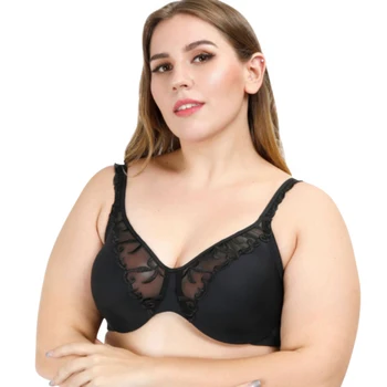 

PLus Size Bras Women Sexy Lace Embroidery No Trace Steel Ring Bra Nursing Bottoming Comfort