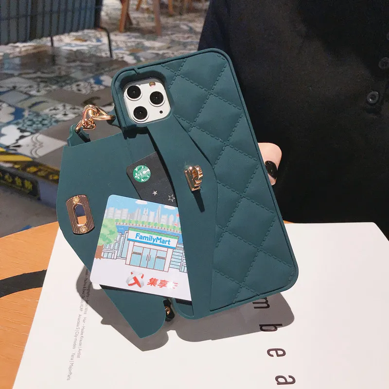 Чехол-кошелек для iPhone XS Max XR X 10 8 7 6s 6 Plus 11 Pro Max, мягкий силиконовый чехол с отделением для карт, сумочка, кошелек, чехол для телефона с длинной цепочкой