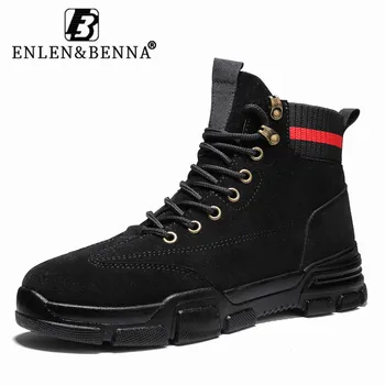 

2020 Men Boots Leather Black Waterproof Lace Up Military Boots Men Autumn Winter Ankle Lightweight Shoes for Men Casual Non Slip