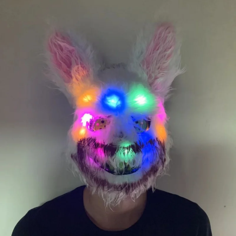 

Halloween Mask LED Bunny Bloody Killer Horror Masks Plush Cosplay For Children And Adults