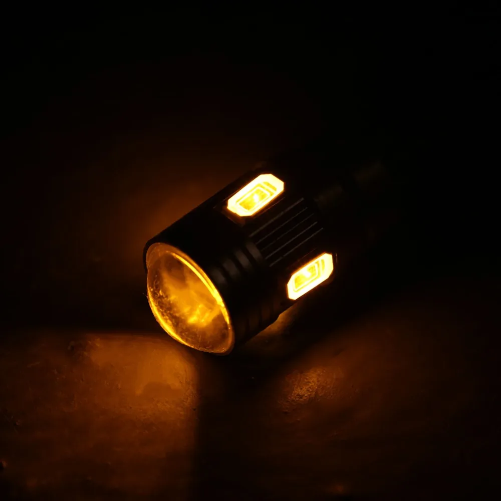 10X T10 501 W5W Автомобильная лампочка Sidelight без ошибок Canbus 6SMD светодиодный ксенон желтый встроенный резистор для предотвращения повторного мерцания